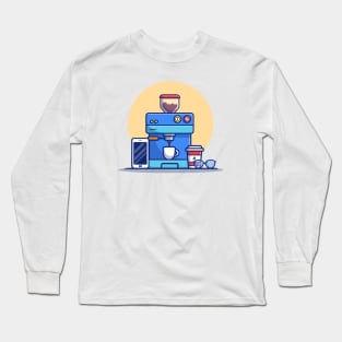 Coffee Machine Pod, Cup, Mug, Phone And Eyeglasses Long Sleeve T-Shirt